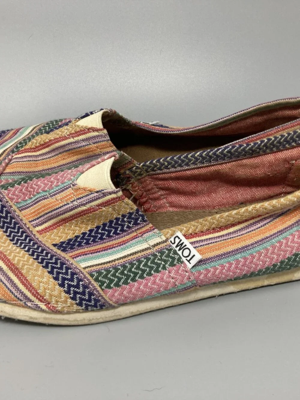 TOMS women's flats W10 striped woven textile slip-on